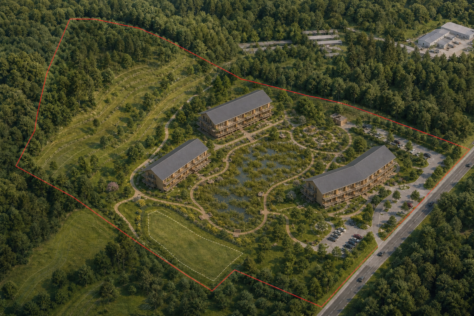 Gesamtansicht der Seniorenresidenz im parkartigen Grundstück